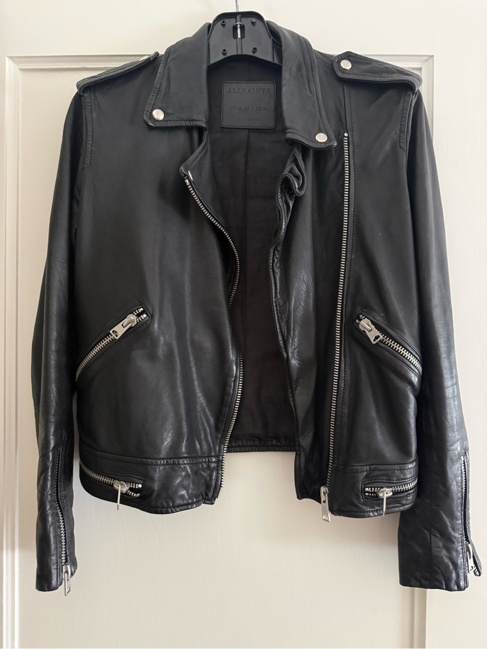 AllSaints Black Leather Biker Jacket